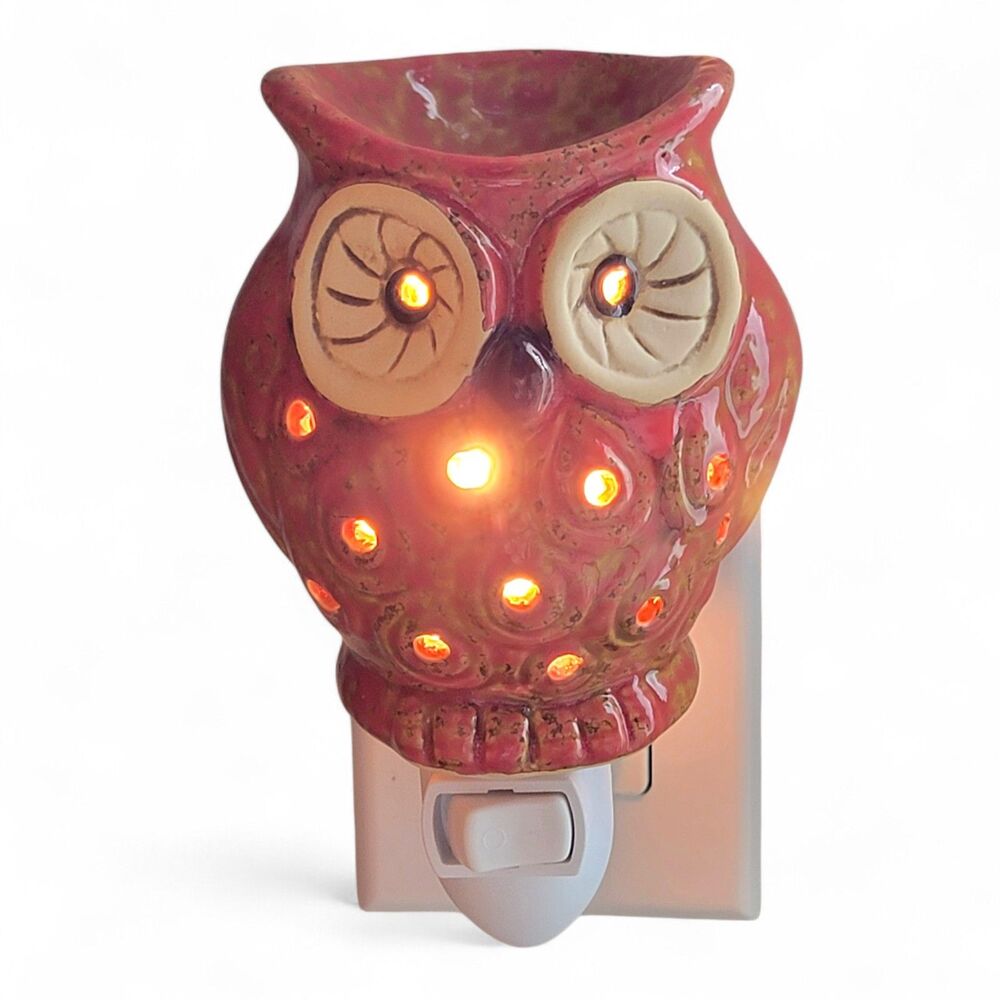 Owl Ceramic Drip Glaze Wax Warmer/Tea Light Candle Holder Nightlight VTG Boho - Picture 3 of 5